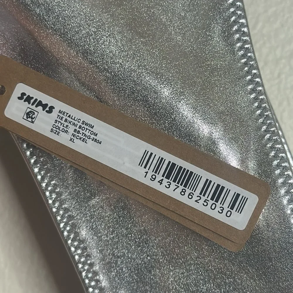 Skims metallic swim tie bikini bottom in nickel size XL